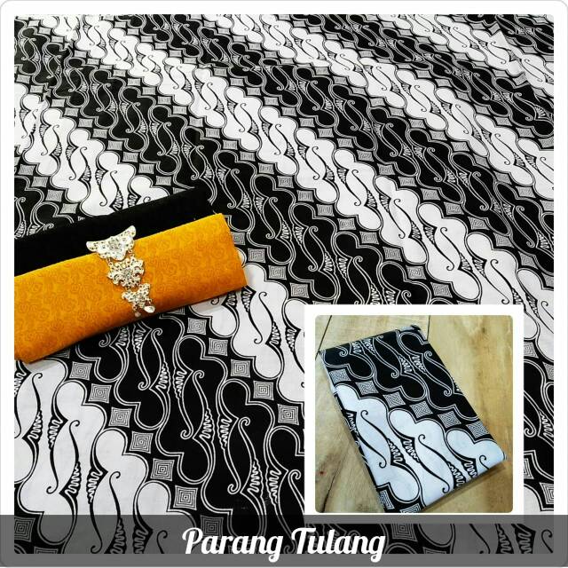 Hmt kain batik printing murah kain batik parang tulang hitam putih kain batik bahan seragam