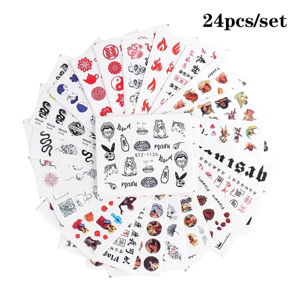 24pcs / set Stiker Kuku Motif Malaikat Untuk Manicure DIY Mary