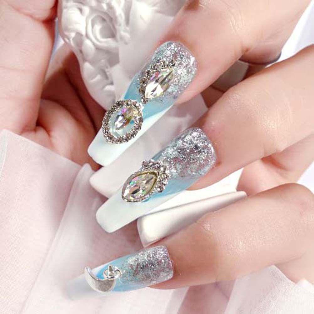 Mxbeauty Nail Art Rhinestones Fashion Warna Emas Perak Manikur Aksesoris Kuku Bor Bintang Bulan 3D Perhiasan Kuku