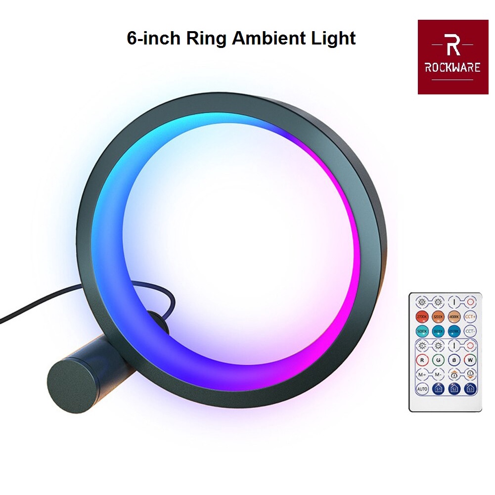 AKN88 - ROCKWARE RW-RGB06VR-P - 6 Inch Home Decor RGB Ring Ambient Lamp Light