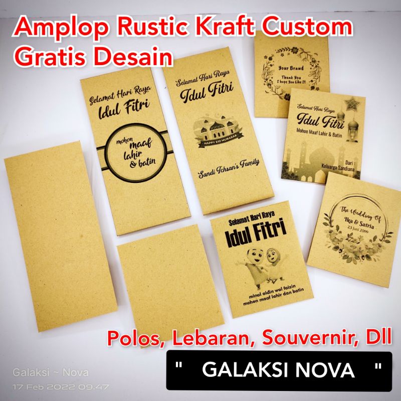 Amplop Lebaran Custom Kraft Rustic - GRATIS DESAIN - Wedding Souvernir Pernikahan Aesthetic Custom Amplop Envelope