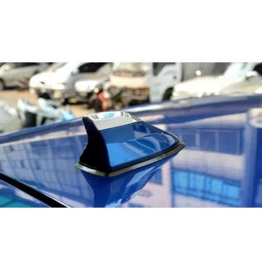 Antena Sirip Hiu Hybrid JS Racing List Chrome Shark Fin Blue