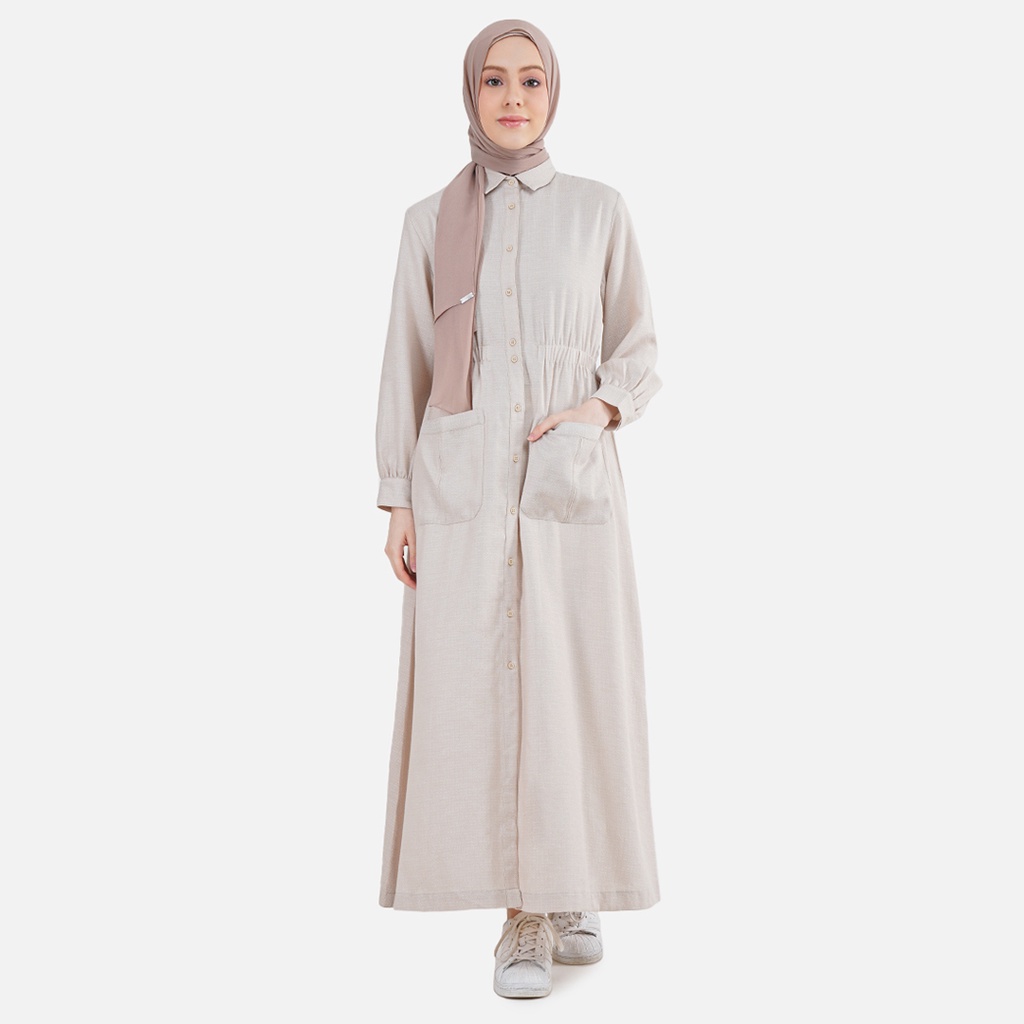 Aeesha Baju Gamis Outer Wanita Muslim Terbaru LIN000023A Khaki