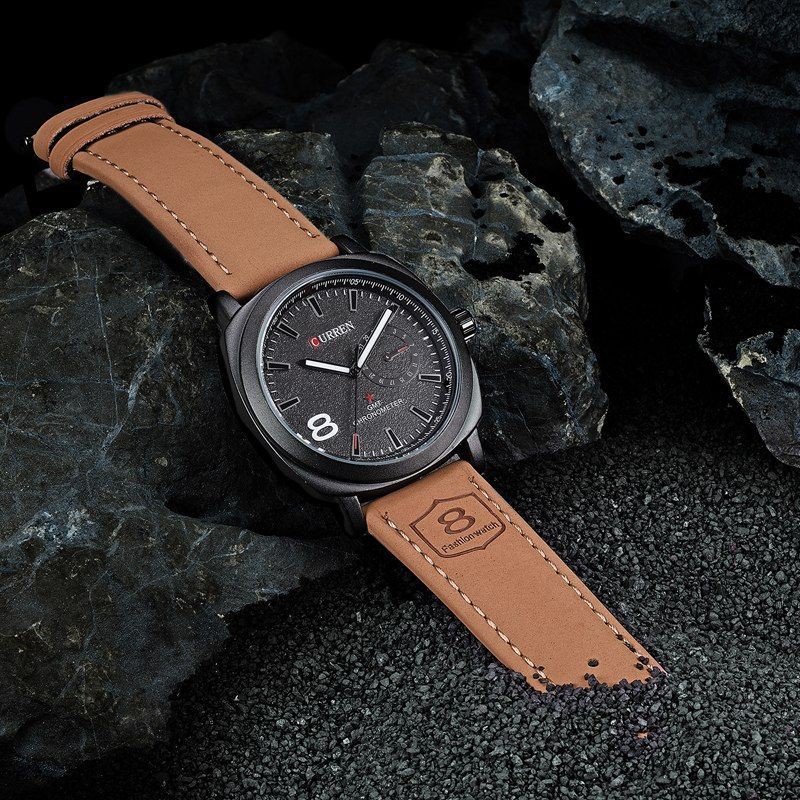 CURREN 8139 Jam Tangan Pria Analog Tali Kulit WK-SBY