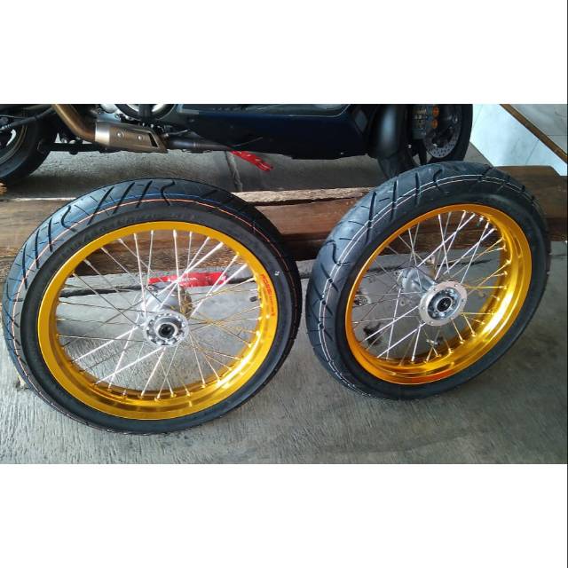 Whellset supermoto klx warna gold emas
