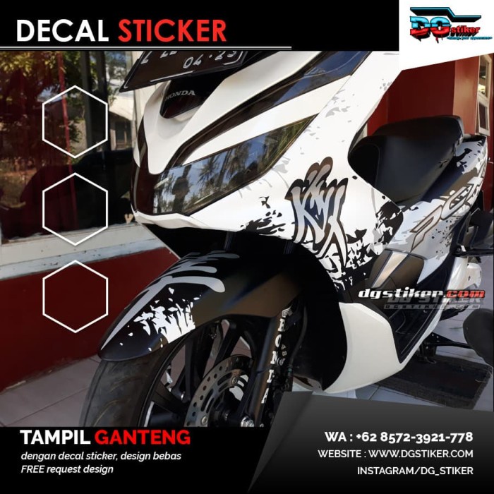 Striping Full Body PCX 150 Lokal Putih Kanji Splash DG Stiker