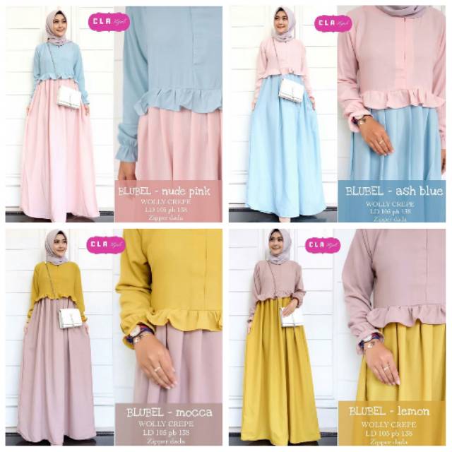 BLUEBEL DRESS // GAMIS REMPEL WARNA KOMBINASI // GAMIS PASTEL