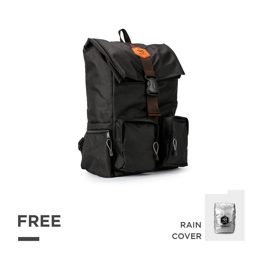 KIMMY HITAM Tas Ransel Gulung Atas Roll Top Gunung Outdoor Pria Wanita - Backpack