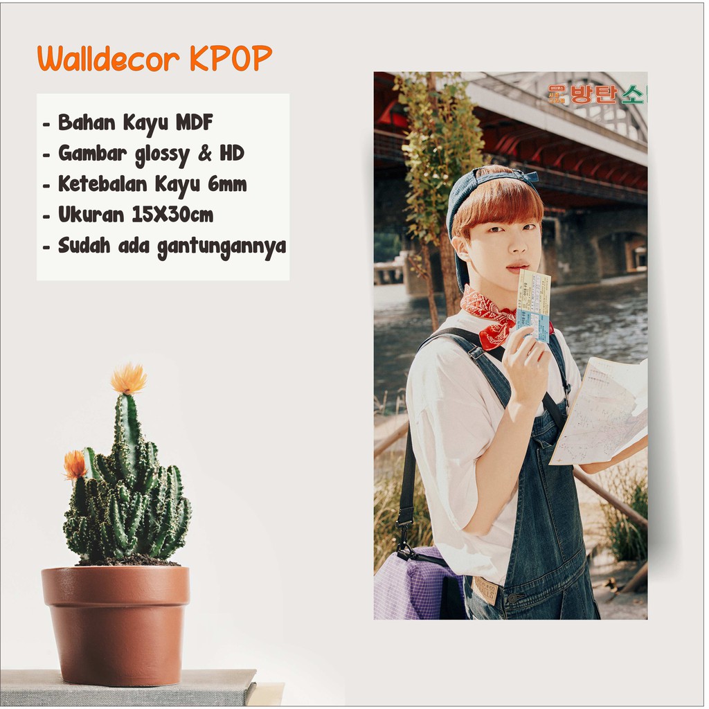 Walldecor BTS Jin UKURAN 15x30cm Wall Decor Poster Kayu Hiasan Dinding KPOP KOREA Glossy