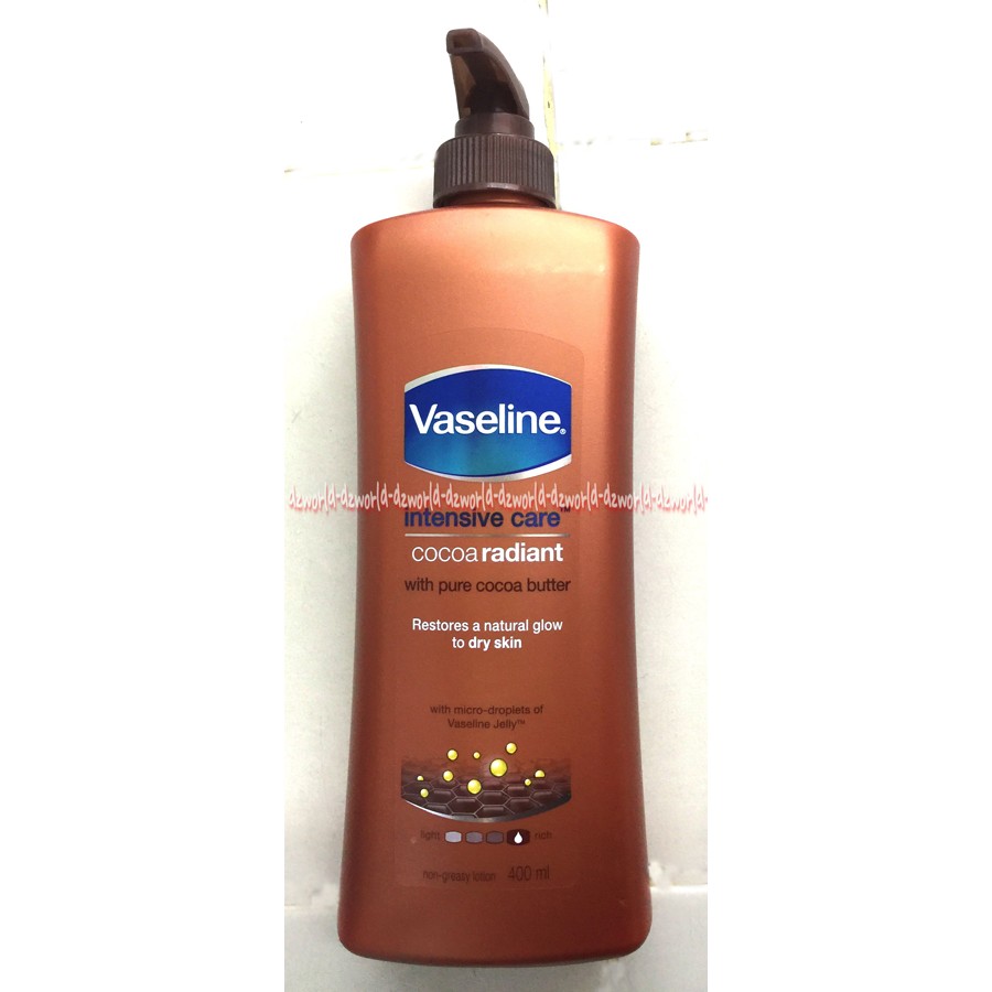 Vaseline Intensive 400ml Care Cocoa Radiant Dry Skin Kulit kering Handbody Vaselin Hand Body