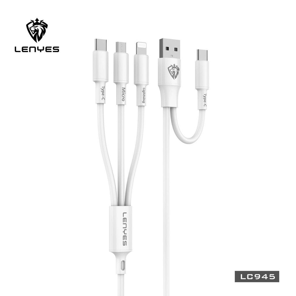 LENYES LC945 2.4A 6 in 1 Universal Sync Data Cable Kabel Cas HP 1.2 Meter Anti Putus