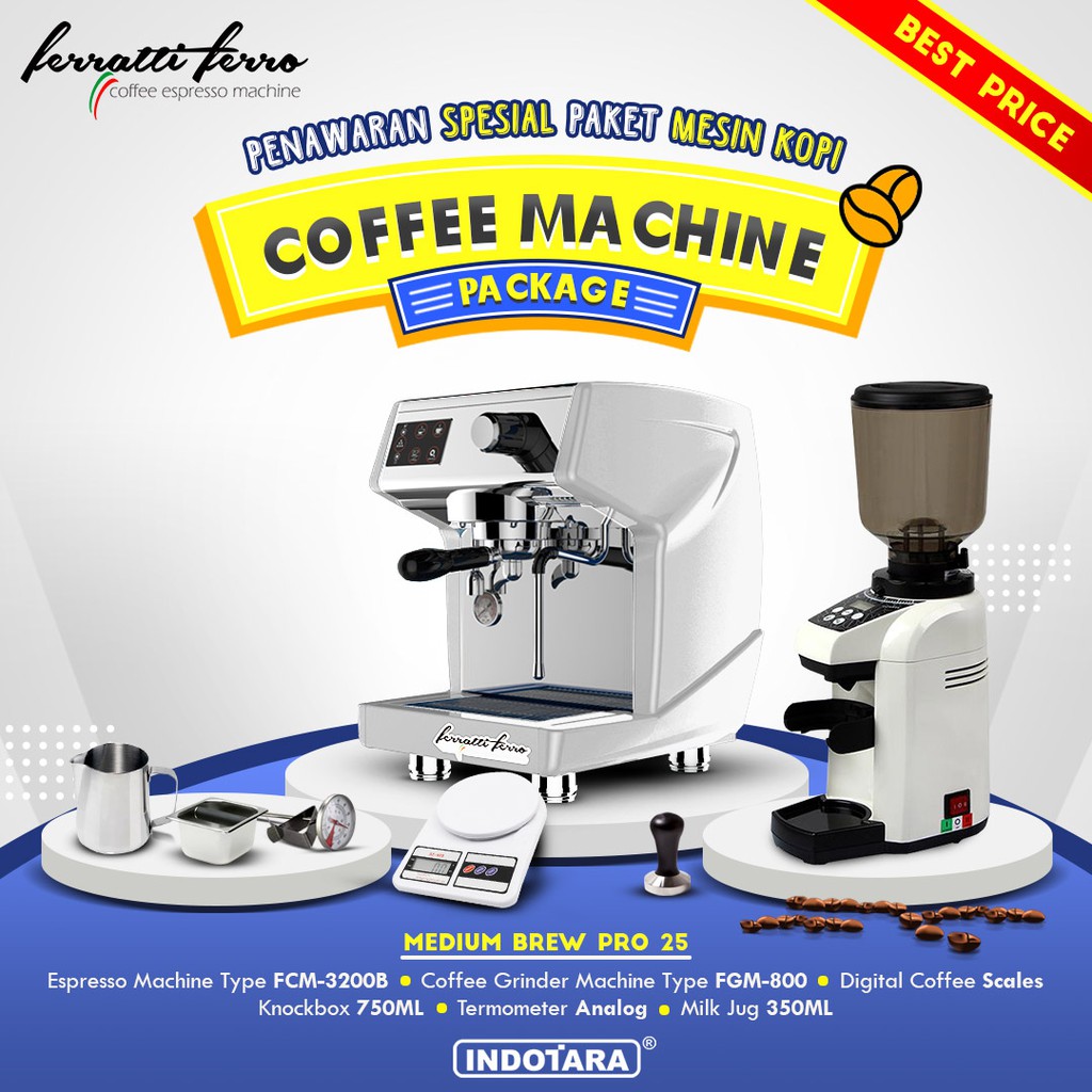 Paket mesin kopi Espresso Medium Brew Pro 25 - 26 - 27