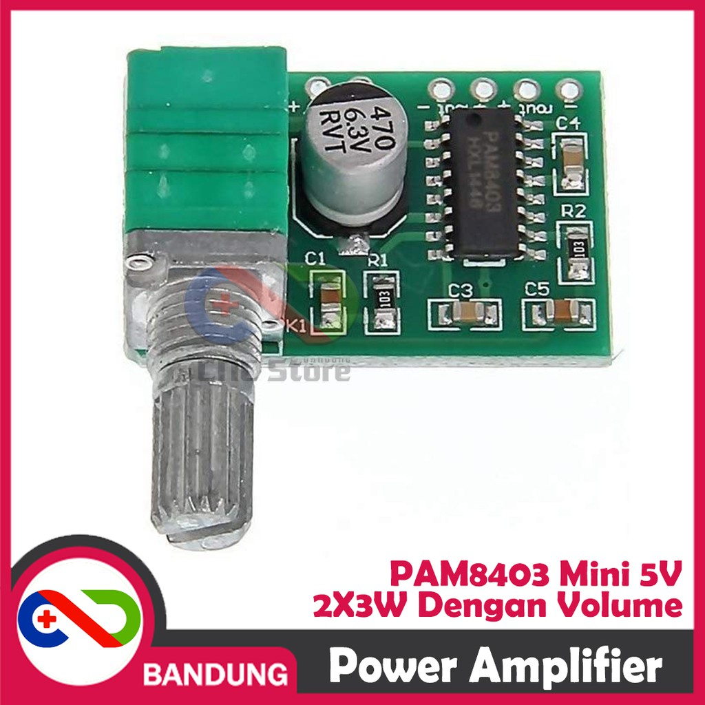 PAM8403 MINI 5V DIGITAL POWER AMPLIFIER 2X3W XTW8403 POTENTIO SWITCH