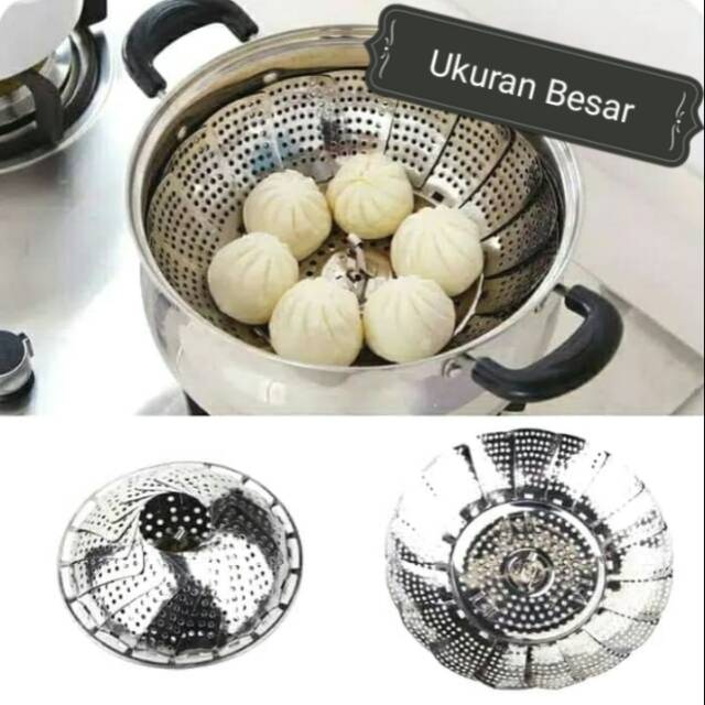 Large/Besar Alas Kukus Lipat Stainless/Piring Kukus/Steamer Plate