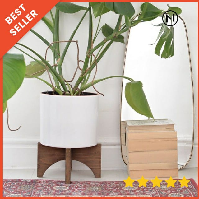 Standing Pot dan Tanaman Bunga Model Bulat dan Kotak Indoor dari Kayu Jati Rak Bunga