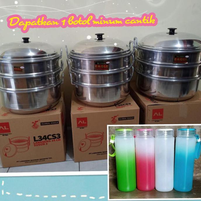 Panci / Dandang / Langseng / Kukusan Susun Tiga 3 Uk 40cm Global Eagle