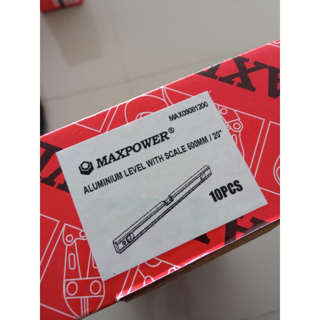 

MAXPOWER ALUMINUM LEVEL WITH SCALE 500mm / 20" - PENGGARIS MAGNETIS