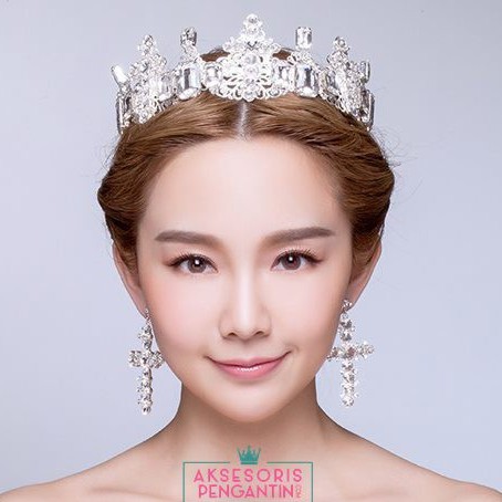 [PALING MURAH] AKSESORIS PENGANTIN CROWN WEDDING MAHKOTA BRIDAL SILVER MPW014