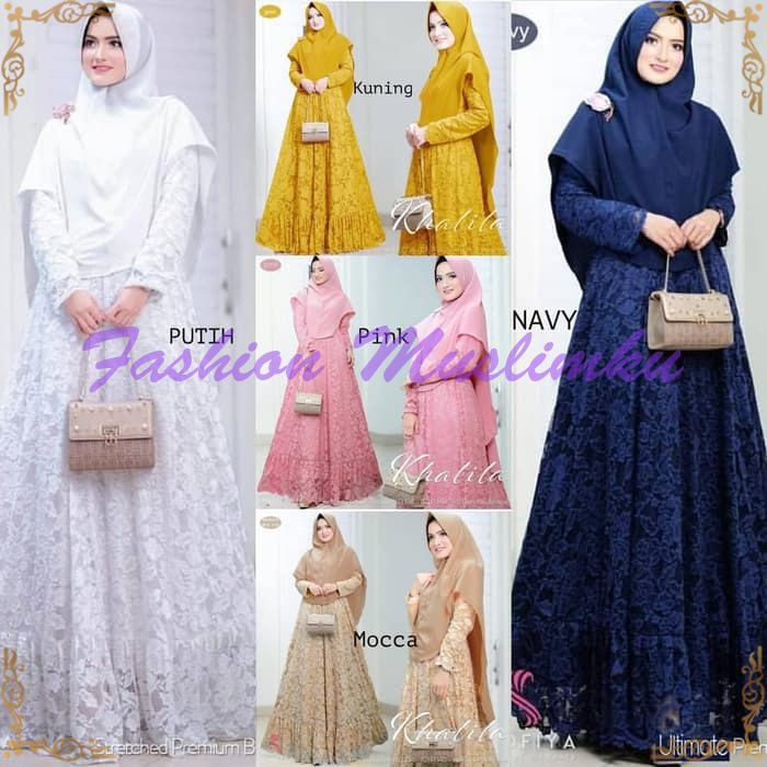 Baju pesta wanita / Setelan gamis pesta / Dress Hijab : Khalila Syari