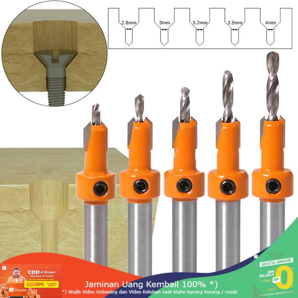 (BISA COD) RVOSTR JGZUI Mata Bor Kayu Pelubang Drat Baut Bit Router 8mm 5 PCS - JGZ5