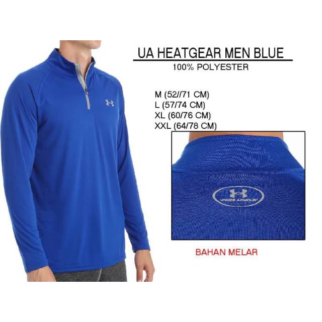 Baju branded- UA HEATGEAR MEN BLUE