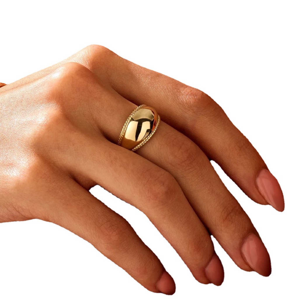 Cincin Model Terbuka Warna Emas glossy Untuk Pria Dan Wanita