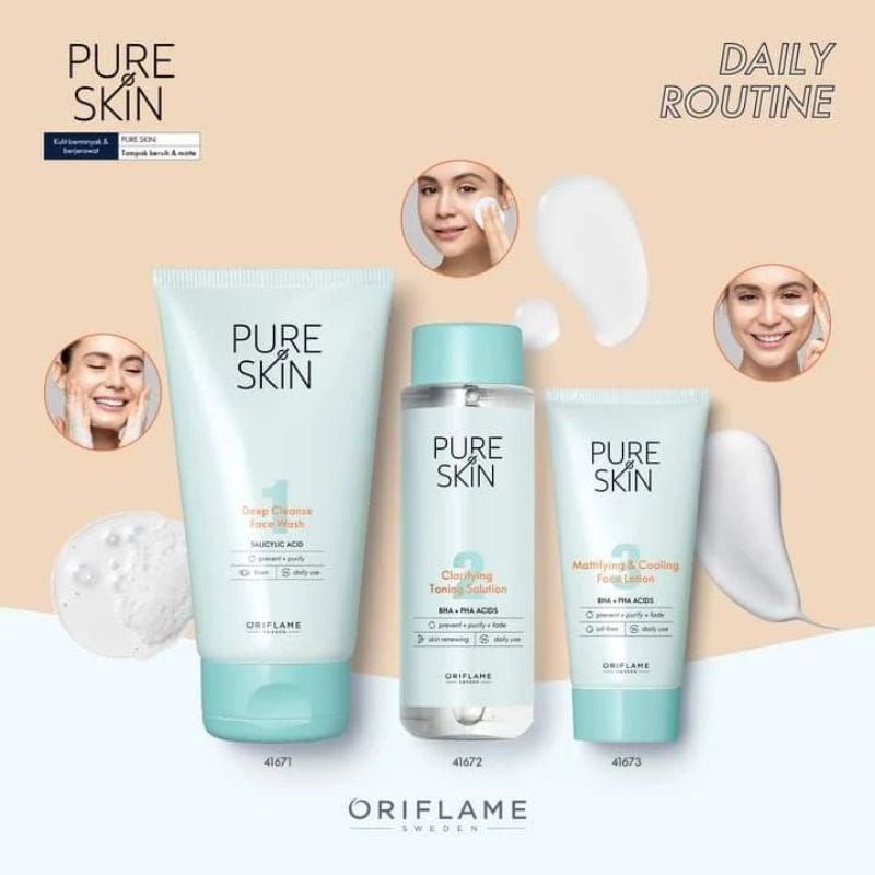 New Pureskin Deep Cleanse Face Wash/ Pure Skin Clarifying Toning Solution/ Mattifying &amp; Cooling Face Lotion/ Clay Mask/ Face Scrub