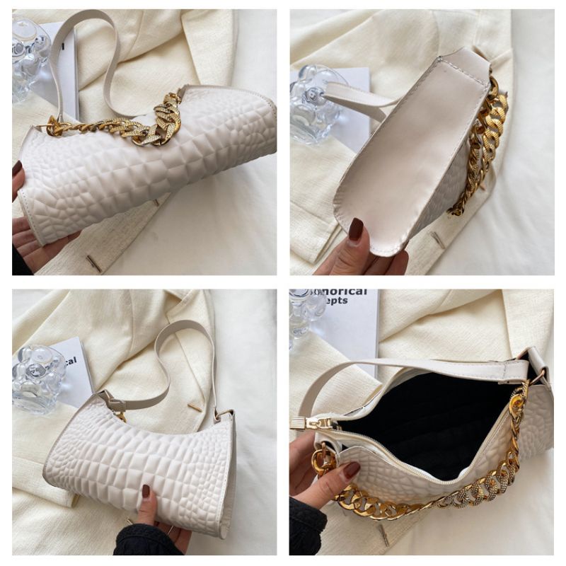 6323 𝙏𝙪𝙩𝙪𝙡 𝘽𝙖𝙜 Tas Tangan model flap import hiasan rantai emas