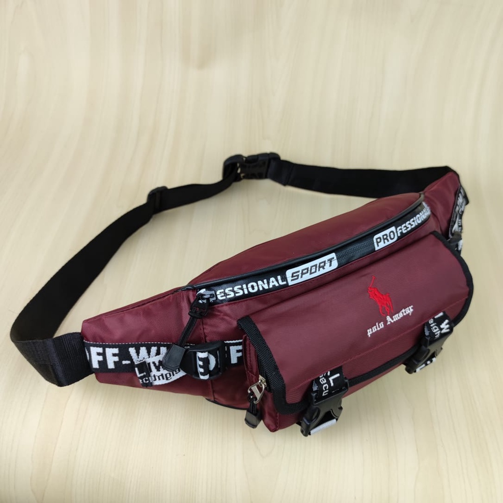 Waistbag Murah Berkualitas ANTI AIR Original Polo Amstar Tas Pinggang dan Tas Selempang Bahu