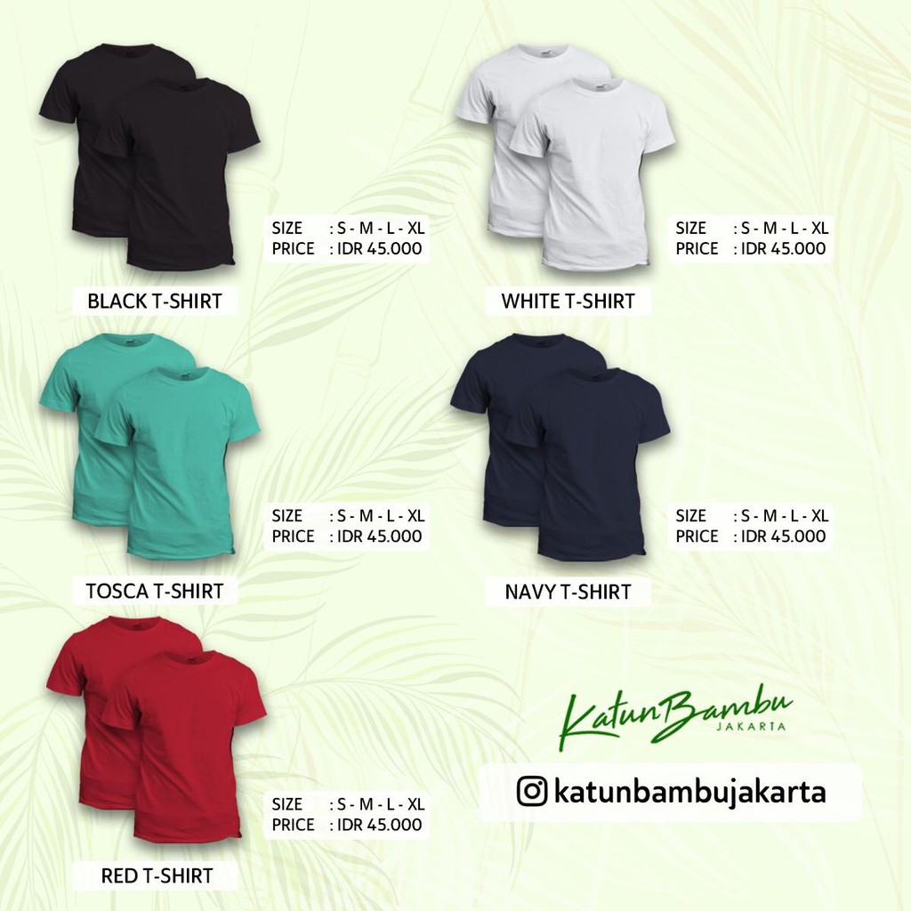 kaos polos katun bambu cotton bamboo t-shirt baju not combed 30s