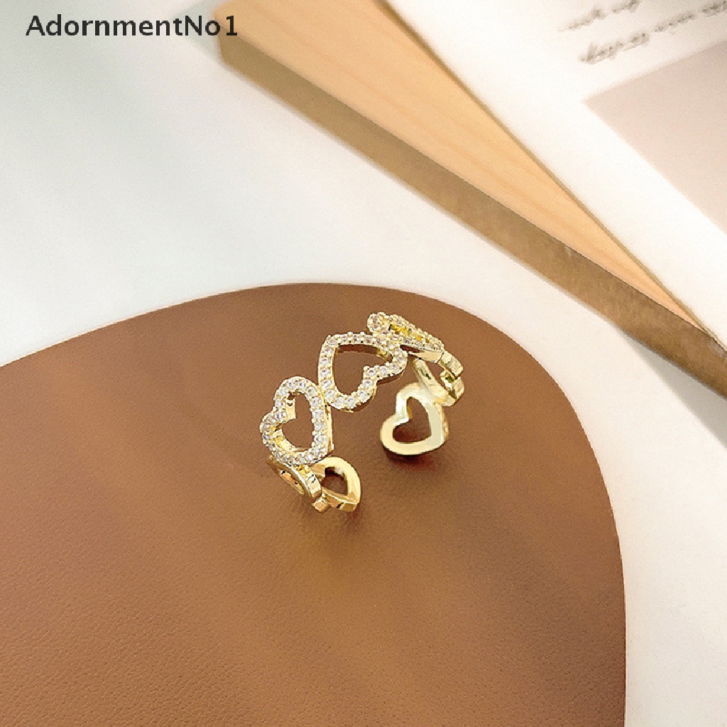 (AdornmentNo1) Cincin Gaya Korea Motif Tulisan Beloved Warna Gold Untuk Perhiasan Wanita / Pernikahan