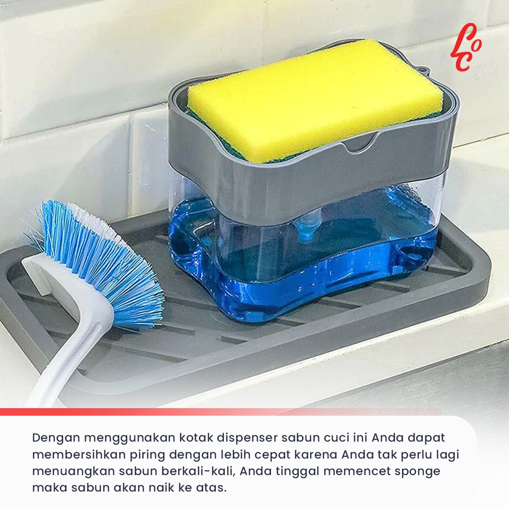 Kotak Dispenser Sabun Sabun Cuci Piring Hand Push Sponge Portable Clean Dishes Faster