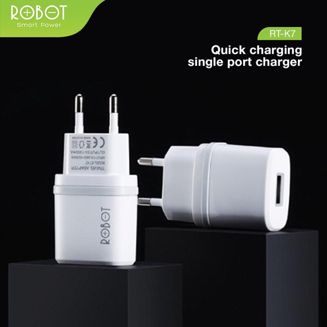 ROBOT RT-K7 Quick Charge Output 5V/1A Fireproof Charger White