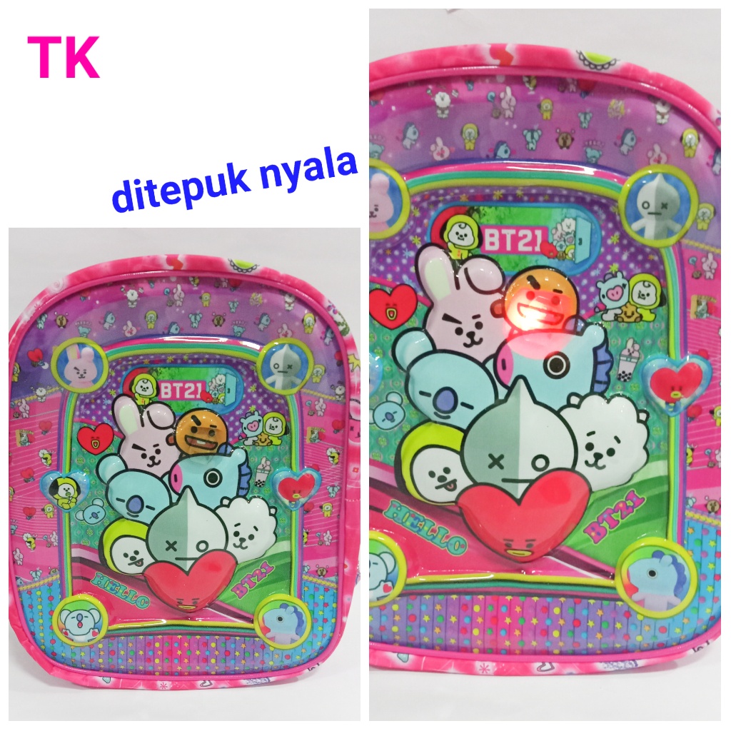 Tas anak TK PAUD karakter cartoon BTS BT21 murah gambar timbul 3D kpop korea army kids Bangtan Boys