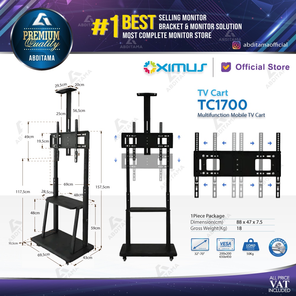 Bracket Standing Roda LED TV 32&quot;-65&quot; OXIMUS TC1700