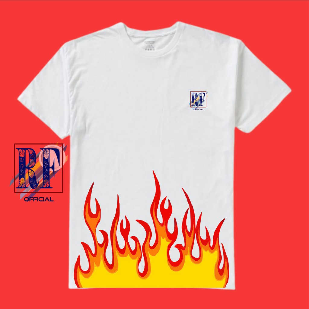 TSHIRT | KAOS BLACK ON FIRE / WHITE ON FIRE / BAJU API  / WARNA ORANGE / MERAH  RED tee vintage musi