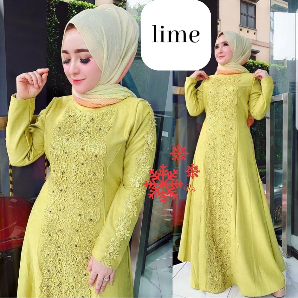 SMARTDN Best Item Gamis linda lime baju muslim pesta mewah maxy murah mx lin vt