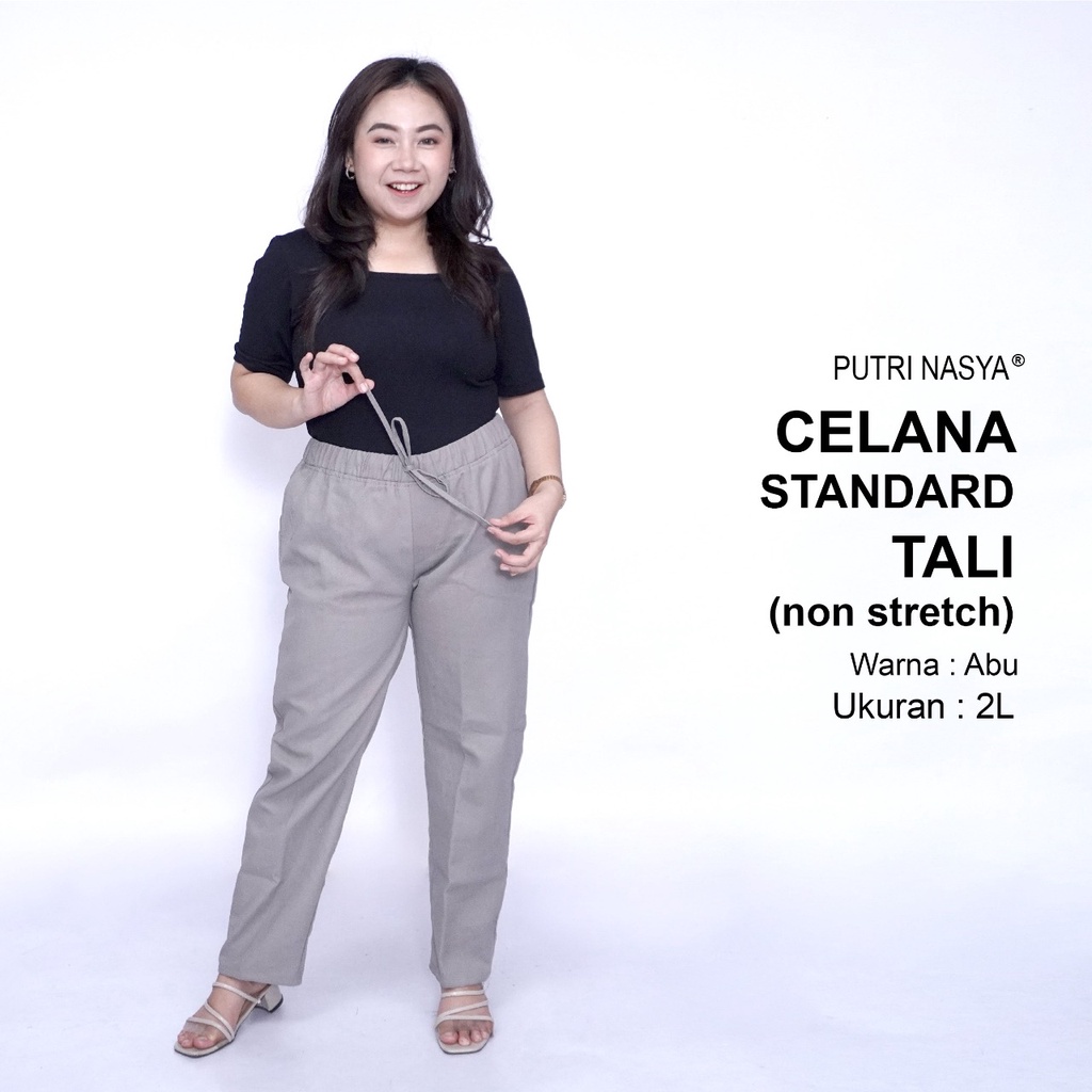 Celana Kerja Kantor Standard Tali (NON STRETCH) Bigsize 8L,6L,5L,4L,2L,XL, all size, / Celana Wanita Jumbo / Celana Kerja Seragam Wanita Big / Celana Bahan Wanita Formal Super Jumbo Kekinian / Celana Bahan Katun Kantor Kekinian Terbaru Karet Big Wanita