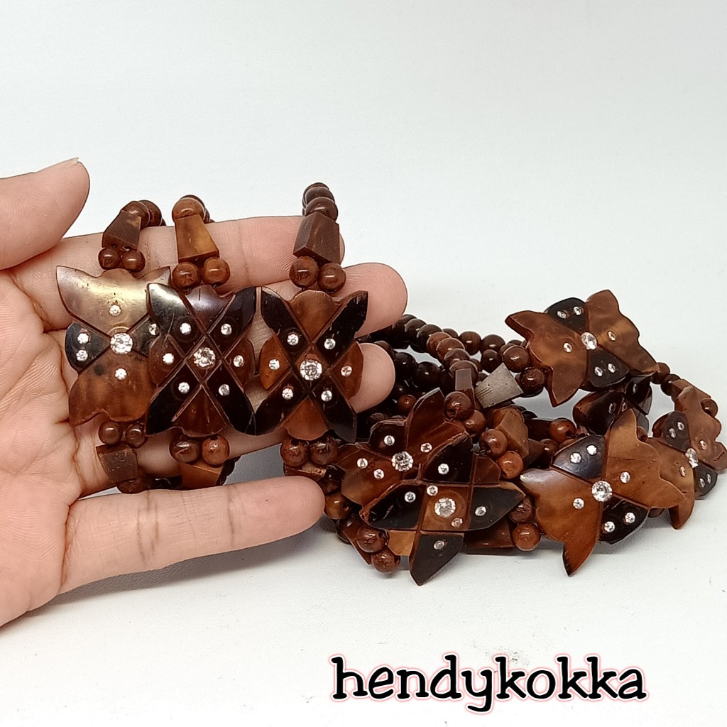 10 gelang kokka kaukah plat mata kupu kupu coklat