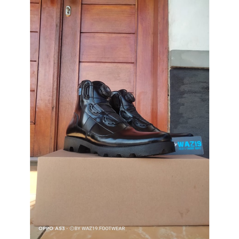 Sepatu PDH jaring waz19 tali putar