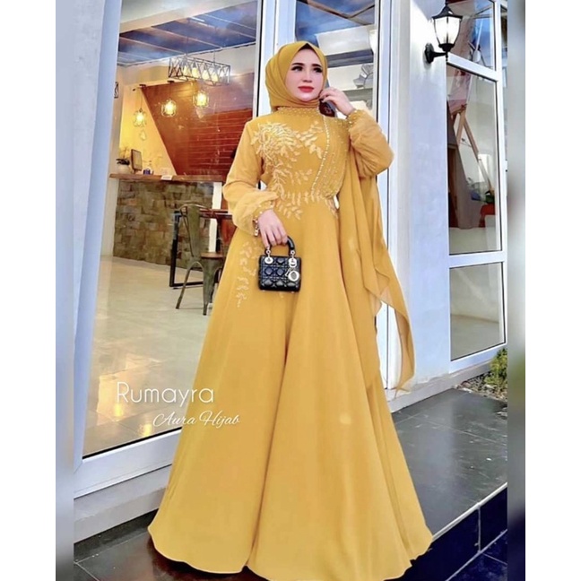 Gamis Pesta Rumayra Grown ori By Aura Hijab