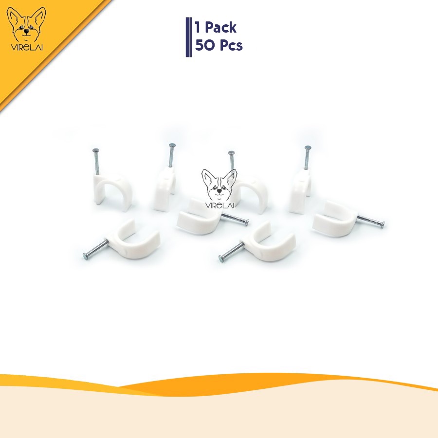 [50 PCS] Klem Kabel Listrik Plastik Paku Beton / Cable Clips 10, 12, 14, 16, 18, 22 MM