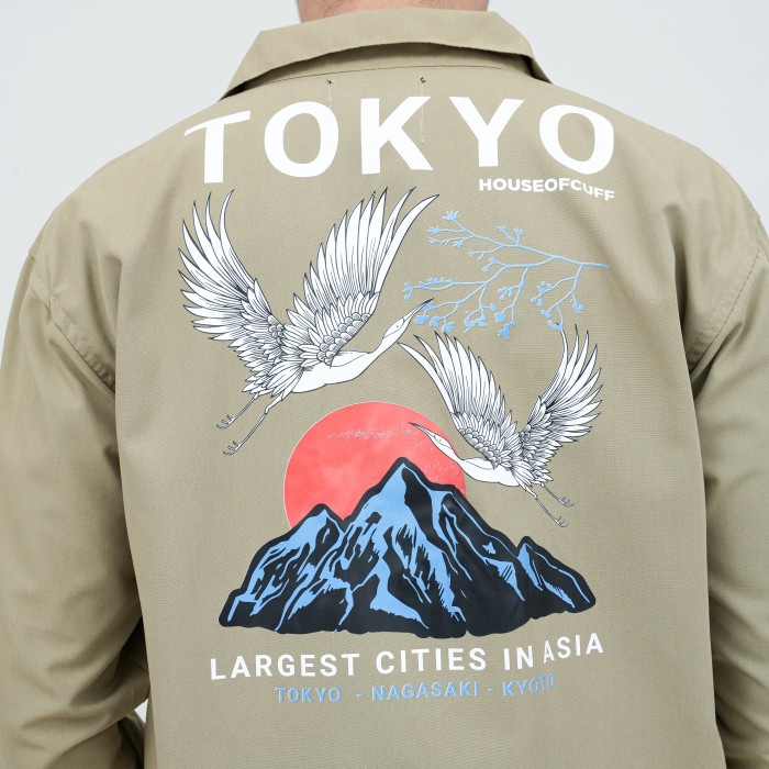 Houseofcuff Jaket Parka Jacket Cream Motif Unisex Tokyo City