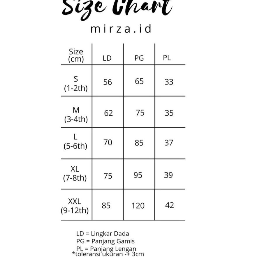 정 Gamis Putih Polos Bayi dan Anak 1-12 Tahun