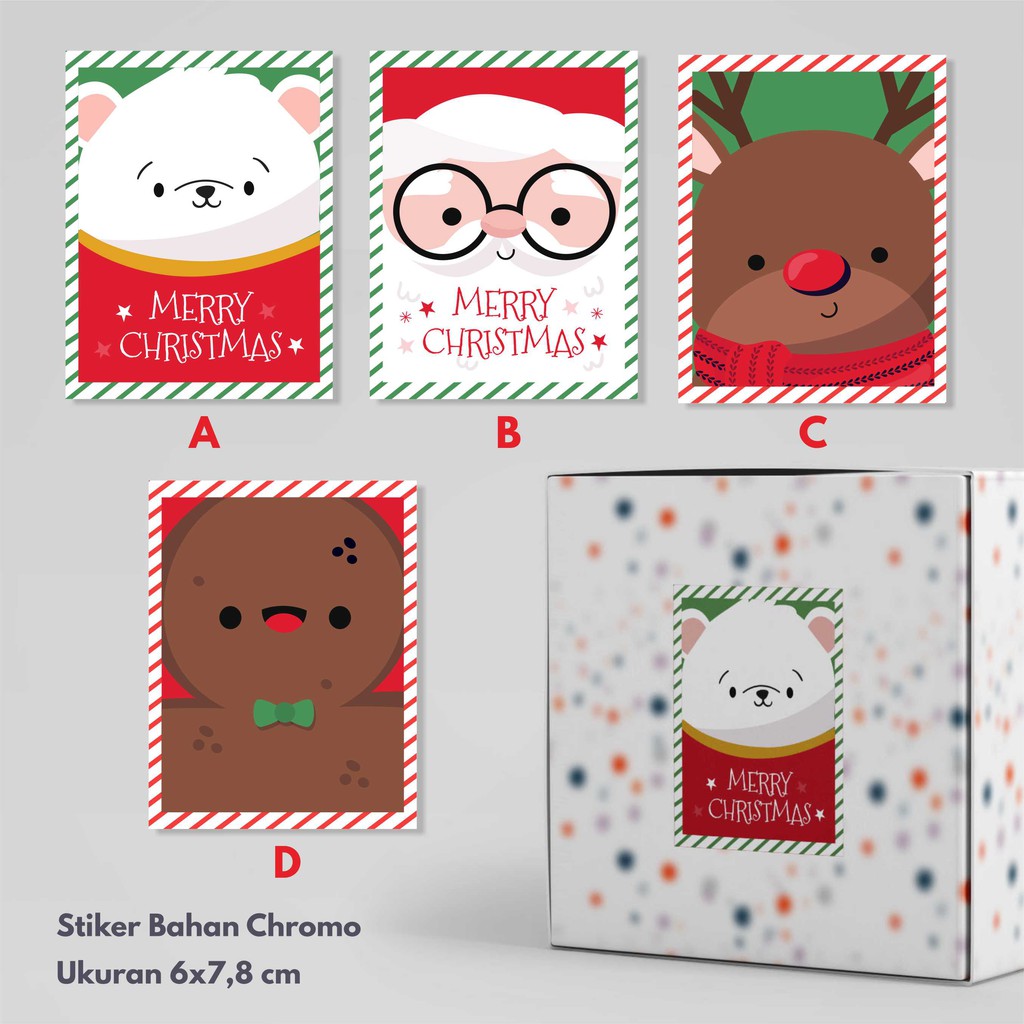 

Stiker/Kartu Ucapan/label hadiah natal/Merry Christmas kotak 2020