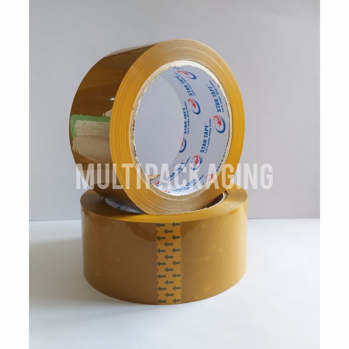 

(BISA COD) Lakban Bening & coklat Star Tape 45mm x 100 yard - Cokelat