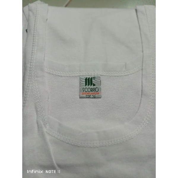 Scorpio kaos singlet pria dewasa original katun rajut putih polos