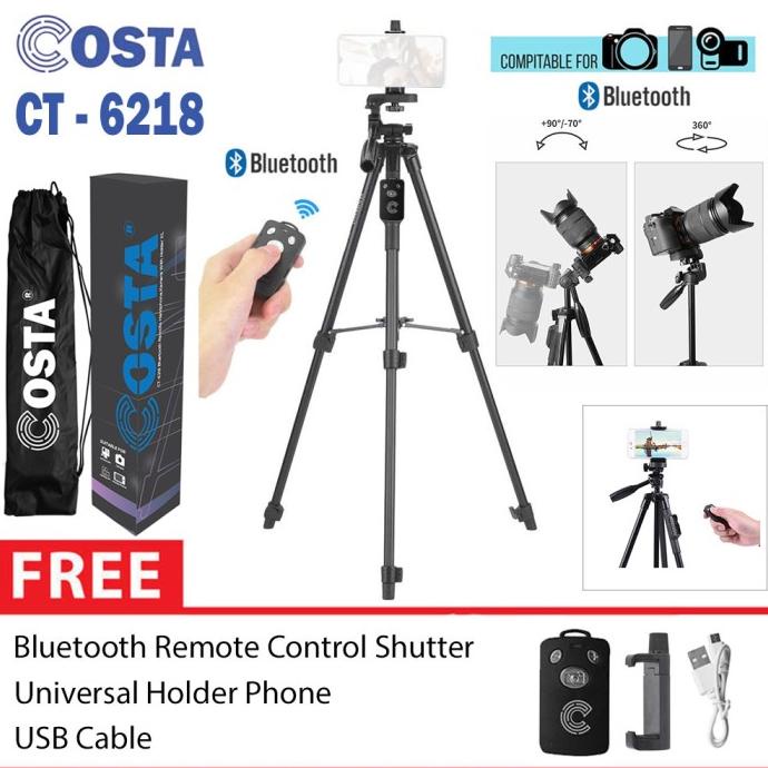 COSTA CT-6218 Tripod Kamera Remote Bluetooth Wireless + Holder HP
