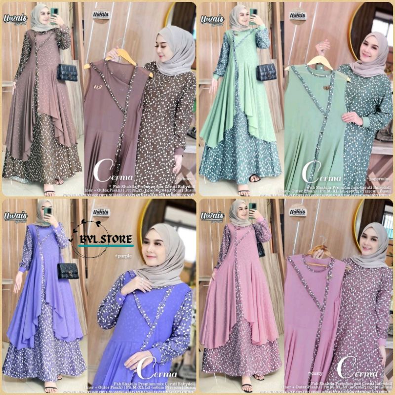 CERMA MAXY ORIGINAL BY UWAIS HIJAB. GAMIS DRESS MAXY WANITA PREMIUM TERBARU DRESS MAXY WANITA PRODUK