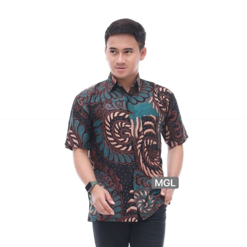 Hem Batik Pria Lengan Pendek Best Seller WARNA HIJAU TOSCA PUPUS